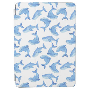 Protection iPad Air Motif de baleine bleue d'aquarelle