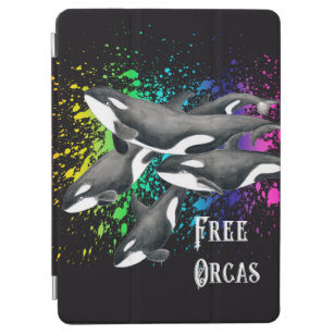 Protection iPad Air Noir d'éclaboussure d'aquarelle de baleines