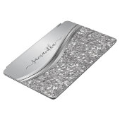 Protection iPad Air Nom manuscrit Glam Silver Metal Parties scintillan (Côté)