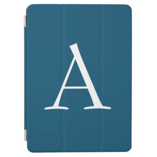 Protection iPad Air Océan Bleu Plaine Élégant Monogramme moderne Initi