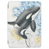 Protection iPad Air Orca Tiller Whale Jumer dans les vagues Aquarelle (Devant)