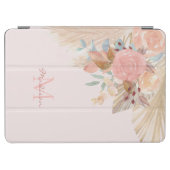 Protection iPad Air Pampas Grass Floral Blush Pink Nom Monogramme (Horizontal)