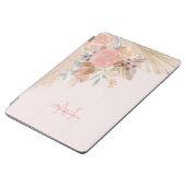 Protection iPad Air Pampas Grass Floral Blush Pink Nom Monogramme (Côté)