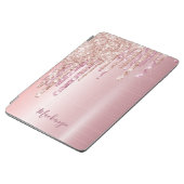 Protection iPad Air Parties scintillant goutte rose or métallique nom  (Côté)