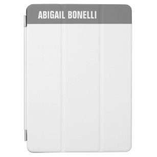Protection iPad Air Professionnel minimaliste bold nom chic gris blanc