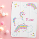 Protection iPad Air Unicorne arc-en-ciel magique personnalisée<br><div class="desc">Une jolie couverture iPad licorne avec étoiles et arc-en-ciel. Personnalisez avec son nom pour faire un cadeau amusant pour une fille!</div>