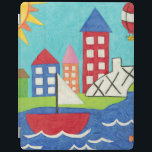 Protection iPad Bateau à voile et ballon à air chaud avec Cityscap<br><div class="desc">Un paysage urbain sert d'arrière - plan pour un voilier et une montgolfière. Un soleil éclatant brille sur la scène,  et un mignon poisson nage sous l'eau. Achetez cette impression paisible dès aujourd'hui !</div>