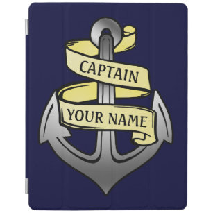 Protection iPad Bateau personnalisable Capitaine Votre nom Ancre