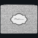 Protection iPad Cool Silver parties scintillant bling nom monogram<br><div class="desc">parties scintillant argent cool roux brillant brillant monogramme nom couverture. Vous pouvez facilement changer le nom.</div>