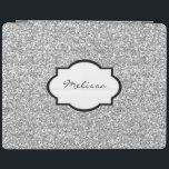 Protection iPad Cool Silver parties scintillant bling nom monogram<br><div class="desc">parties scintillant argent cool roux brillant brillant monogramme nom couverture. Vous pouvez facilement changer le nom.</div>