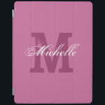 Protection iPad Couvercle magnétique monogramme personnalisé iPad<br><div class="desc">Couvercle magnétique monogramme personnalisé iPad | Rose. Couverture de nom personnalisée avec une lettre monogrammée. Texte de typographie de script vintage et élégant. Bonne idée cadeau pour Anniversaire ou Noël. Convient aux hommes,  femmes et enfants.</div>