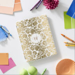 Protection iPad Damas vintage or et blanc<br><div class="desc">Elégant or et blanc vintage damas floral avec cadre or et blanc et monogramme personnalisable.</div>