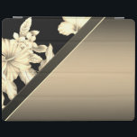 Protection iPad Élégant, élégant, sophistiqué, Fleurs d'or<br><div class="desc">Fleurs noires et or,  un design élégant et sophistiqué.</div>