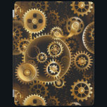 Protection iPad Équipements en laiton sans vapeur<br><div class="desc">Sans joint,  métal,  laiton,  or engrenages sur arrière - plan foncé rouillé. Style Steampunk.</div>