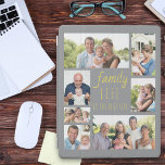 Protection iPad Famille 7 Photo Collage gris et jaune<br><div class="desc">Customisez votre couverture iPad avec des photos de famille. Le design comprend une citation de famille .. "la vie de famille est la meilleure vie" et une palette de couleurs tendance de gris et jaune. Le modèle photo est configuré pour que vous puissiez ajouter vos photos, en travaillant dans le...</div>