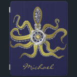 Protection iPad Gears Steampunk Octopus Kraken<br><div class="desc">Le monstre marin steampunk sous tentes sur cette couverture iPad personnalisée a huit appendices en or, un engrenage central en argent et plein de engrenages et boulons qui composent sa tête, ses yeux et ses ventouses. C'est une pieuvre robot / kraken, un monstre de machine métallique pour quiconque aime la...</div>