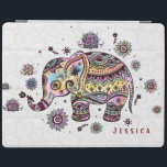 Protection iPad Illustration d'éléphant de bébé floral joli et col<br><div class="desc">Jolie illustration fleurie d'éléphant bébé sur les cercles blancs arrière - plan motif. monogramme personnalisable et optionnel. Si vous avez besoin d'aide pour customiser un de mes designs,  contactez le concepteur ArtOnWear. Mise en forme de texte gratuite avec aide en direct disponible sur demande.</div>