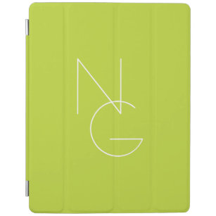 Protection iPad Initiales de chevauchement modernes 2   Lime vert
