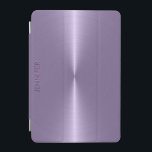 Protection iPad Mini Arrière - plan métallique violet de prune monogram<br><div class="desc">Elégant prune violet arrière - plan métallique,  look acier inoxydable (Image en acier inoxydable prune violet)</div>