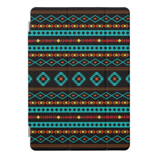 Protection iPad Pro Cover Aztec Turquoise Reds Yellow Black Motifs mixtes Mo