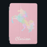 Protection iPad Mini Belle et colorée licorne<br><div class="desc">Conception de poussin comportant la licorne colorée sur un arrière - plan de rose en pastel.</div>
