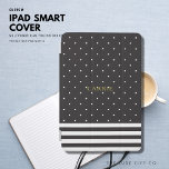 Protection iPad Mini Black Polka Dot Stripe iPad Mini Cover Personalize<br><div class="desc">Make this chic cover yours and personalise it with your name (in a brass/gold tone colour).</div>