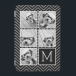 Protection iPad Mini Black White Instagram 5 Photo Collage Monogram<br><div class="desc">Background includes in optional chevron - Use five square photos to create a unique and personal Or you can keep the hipster puppy and make a trendy keepsake. If you need to adjust the pictures,  click on the customize tool to make changes.</div>