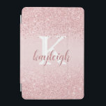 Protection iPad Mini Chic Girly Rose Gold Parties scintillant Sparkle N<br><div class="desc">Parties scintillant d'or rose moderne, girly, chic design à l'ombre glam avec monogramme et nom de script manuscrit avec éclat supplémentaire sur le nom. MODIFICATIONS : Vous pouvez modifier le style, la taille, la couleur ou le placement de la police de texte ou choisir une autre couleur arrière - plan...</div>