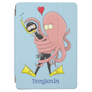 Protection iPad Air Drôle pieuvre embrasse plongeur dessin animé humou