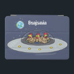 Protection iPad Mini Drôle poule dans l'espace dessin animé<br><div class="desc">Qui a laissé sortir les poules ? Ces drôles de poulets bruns explorent l'espace et sont très amusants!</div>