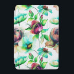 Protection iPad Mini Eau coloréeCouleur Florale Illustration<br><div class="desc">motif aux fleurs colorées cool,  tons pastel blanc arrière - plan et accents rouge foncé et marron.</div>
