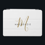 Protection iPad Mini Élégant Monogramme moderne en or blanc<br><div class="desc">Élégant Design moderne en or blanc Script Monogram iPad Mini Couverture. Un élégant monogramme en or combiné à une police de san-serif noire propre donne un look contemporain.</div>