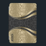 Protection iPad Mini Elégant Noir Et Or Tons Floral Damas<br><div class="desc">Elégant noir et or vintage poutres  damasé motif. monogramme personnalisé. Si vous avez besoin d'aide pour customiser un de mes designs,  contactez le concepteur ArtOnWear. Mise en forme de texte gratuite avec aide en direct disponible sur demande.</div>