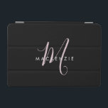 Protection iPad Mini Élégant Noir Noir Blush Pink Script Monogramme<br><div class="desc">Élégant Noir Noir Blush Pink Script Monogram iPad Mini Couverture. Un élégant monogramme Blush Pink combiné à une police blanche de san-serif propre donne un look contemporain.</div>