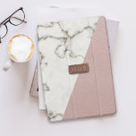 Protection iPad Mini Faux Blush<br><div class="desc">Fabulously faux marble and blush pink leather effect with a rose gold metallic look plate for your initials. Please note this a printed effect - no pink cows nor marbled criteres were harmed in the making</div>