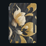 Protection iPad Mini Floral élégant noir & or | Monogramme<br><div class="desc">Le design présente un imprimé floral japonais en noir et or, avec votre nom ou votre choix de personnalisation. Design monogrammé tendance. Le design est personnalisable et ajustable à votre vision! Une excellente idée cadeau pour toute occasion. Ajoutez votre libellé personnalisé à cette conception à l'aide des cases "Modifier ce...</div>