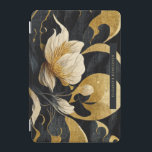 Protection iPad Mini Floral élégant noir & or | Monogramme<br><div class="desc">Le design présente un imprimé floral japonais en noir et or, avec votre nom ou votre choix de personnalisation. Design monogrammé tendance. Le design est personnalisable et ajustable à votre vision! Une excellente idée cadeau pour toute occasion. Ajoutez votre libellé personnalisé à cette conception à l'aide des cases "Modifier ce...</div>
