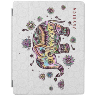 Protection iPad Illustration d'éléphant de bébé floral joli et col