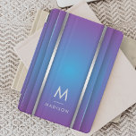Protection iPad Mini Luxe Moderne Minimal Abstrait Violet Bleu<br><div class="desc">Une élégante couverture iPad abstraite au style luxueux et au design géométrique violet et bleu. Personnalisez avec votre monogramme et votre nom.</div>