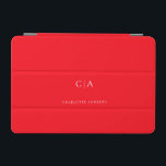 Protection iPad Mini Mini capot monogramme simple et élégant<br><div class="desc">Moderne,  simple,  élégant monogramme ipad,  néon-rouge. Modifiez votre produit en quelques minutes. Vous pouvez modifier la police/taille/couleur et la position en utilisant "personnaliser davantage".</div>
