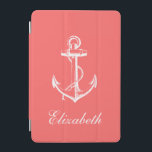 Protection iPad Mini Monogramme d'Ancre Vintage de corail<br><div class="desc">Image d'ancre vintage marine chic et tendance,  personnalisée avec votre nom ou vos initiales monographiques personnalisées. Cliquez sur le bouton Customiser pour modifier les polices et les couleurs monographiques afin de créer une conception unique.</div>