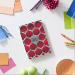 Protection iPad Mini Motif géométrique en argent rouge et métallique GR<br><div class="desc">Elégant design géométrique polygonal moderne rouge et gris argent avec monogramme personnalisé.</div>