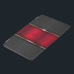 Protection iPad Mini Noir métallique et rouge touche d'or<br><div class="desc">Grandes bandes métalliques noires et rouges. Accents or et monogramme optionnel.</div>