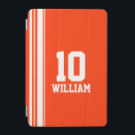 Protection iPad Mini Nom orange & blanc nom de sport numéro ipad couver<br><div class="desc">Couverture coque ipad de style sport orange et blanc. Dans un sport chemise style Personnaliser avec le nom et l'âge spécial, l'année ou le nombre de chance de votre choix. Le coque se lit actuellement : William 10. *Veuillez noter que certains noms ne correspondent pas toujours à cause de la...</div>