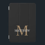 Protection iPad Mini Nom personnalisé Monogramme noir<br><div class="desc">Créez votre propre coque ipad rond noir personnalisé avec votre nom personnalisé et votre monogramme.</div>