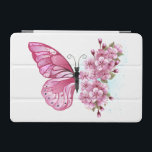 Protection iPad Mini Papillon à fleurs avec Sakura rose<br><div class="desc">Arrangement de fleurs de papillon rose avec fleurs de cerisier japonais rose sur arrière - plan blanc.</div>