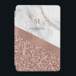 Protection iPad Mini Parties scintillant or rose et monogramme en marbr<br><div class="desc">Parties scintillant or rose et marbre étincelant Monogramme design prêt à personnaliser avec un modèle pour vous nom et initiale. Si vous souhaitez modifier la couleur ou le style de la police,  cliquez sur l'onglet personnaliser à la fin du modèle.</div>