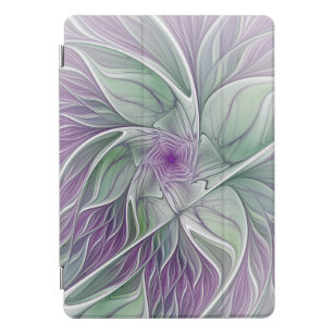 Protection iPad Pro Cover Rêve de fleurs, Abstrait violet vert Fractal Art