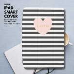 Protection iPad Mini Rose pâle Aimer Coeur Bleu iPad Mini Couverture<br><div class="desc">Blush Pink Cute Love Heart Stripe iPad Mini Cover Faites cette couverture chic et personnalisez-la avec votre nom (dans une couleur laiton/or).</div>