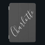 Protection iPad Mini Script minimaliste Nom personnalisé noir blanc<br><div class="desc">Nom minimaliste de la typographie de script en coque ipad noir et blanc</div>